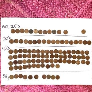 Bunch of one cent antique penny coins